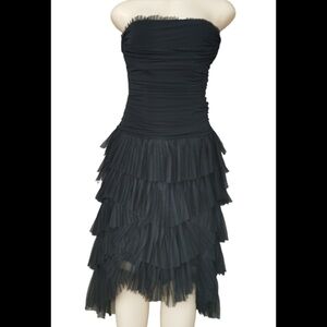 BCBGMaxAzria Black Strapless Tulle Dress